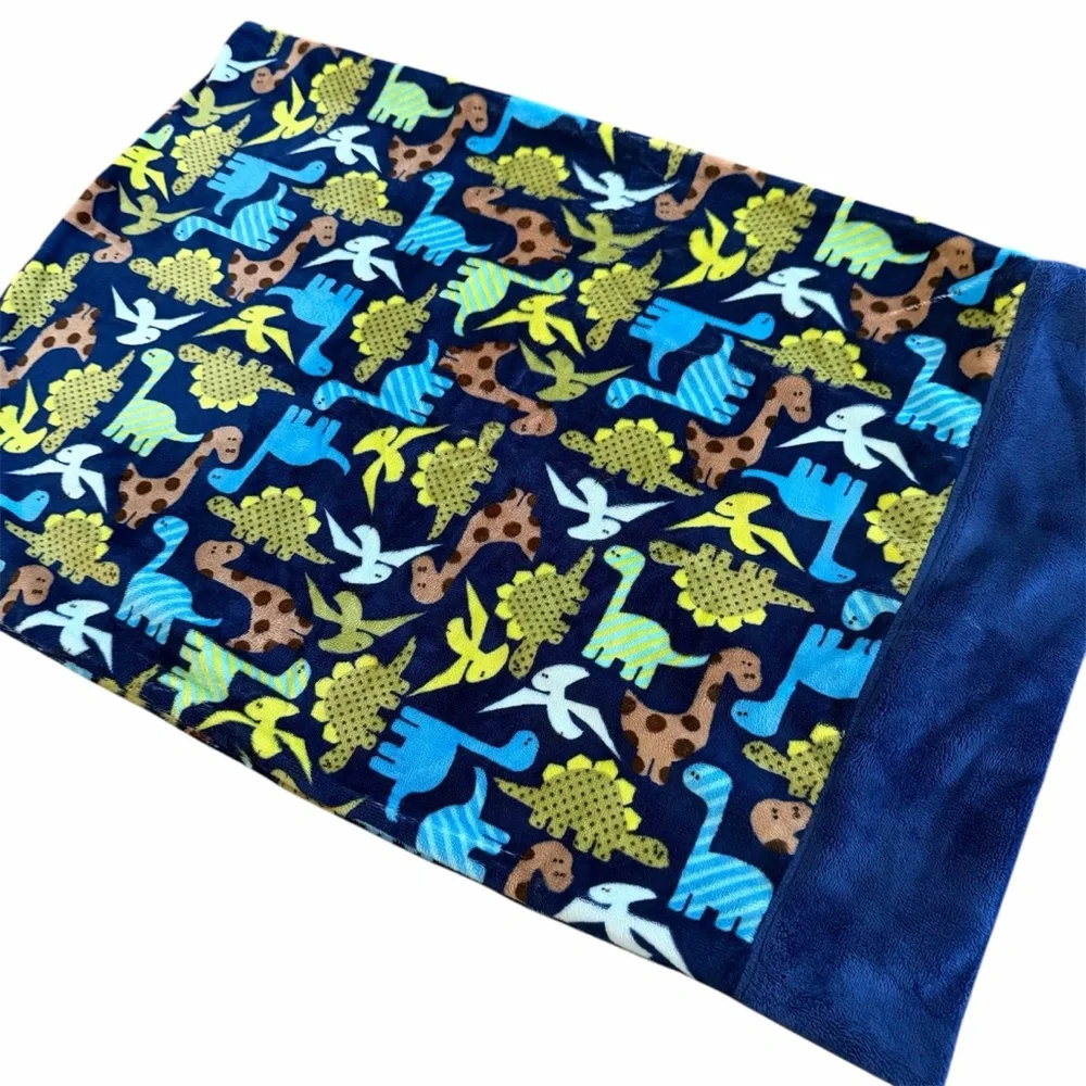 Dinosaur MINKY Pillowcase Double-Sided Navy Blue – Standard (NEW)